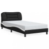 Cadru de pat fara saltea Hvar negru si alb 100x200cm piele artificiala