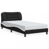 Cumpara ieftin Cadru de pat fara saltea Hvar negru si alb 100x200cm piele artificiala