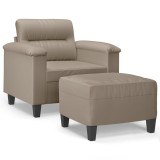 Fotoliu canapea cu taburet, gri taupe, 60 cm, microfibra