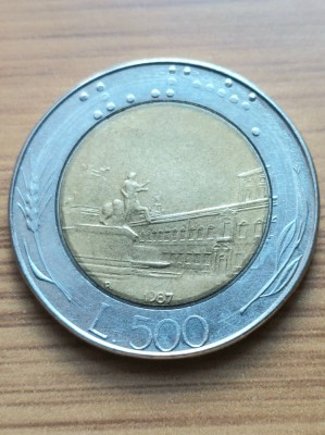 Moneda Italia 500 lire 1987 foto