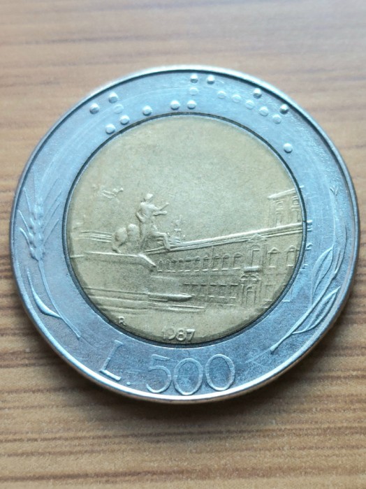 Moneda Italia 500 lire 1987