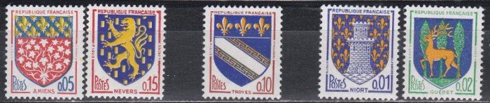 Franta 1962, 1963, 1964 - Steme ale oraselor, 3 Serii, MNH