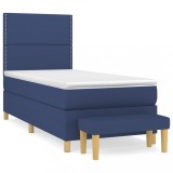 Cumpara ieftin Pat box spring cu saltea, albastru, 90x200 cm, textil