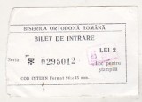 Bnk div Bilet intrare - Manastirea Agapia 1982