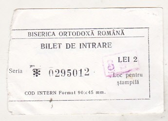 bnk div Bilet intrare - Manastirea Agapia 1982
