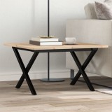Masuta cafea vidaXL, lemn masiv pin, cadru otel X, 60x60x40 cm, maro