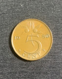 Moneda 5 cenți 1980 Olanda, Europa