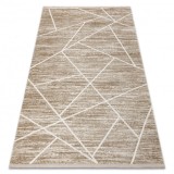 Covor modern DUKE 51557 bej / crem - Geometric, structurat, foarte moale, franjuri, 200x290 cm