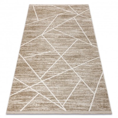 Covor modern DUKE 51557 bej / crem - Geometric, structurat, foarte moale, franjuri, 80x150 cm foto