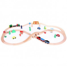 Linie de tren din lemn Ecotoys foto