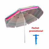 Umbrela protectie solara 2.4m cu suport tip burghiu albastru, structura metalica