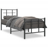 VidaXL Cadru pat metalic cu tăblii de cap/picioare, negru, 75x190 cm