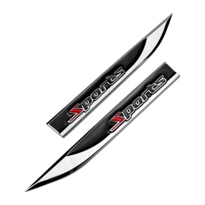 Set 2 embleme auto metalice SPORTS, reliefate 3D, dimensiune 14.6 x 1,8 cm foto