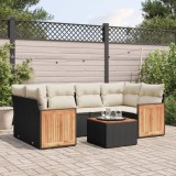 Cumpara ieftin Set canapele de grădină cu perne, 7 piese, negru, poliratan