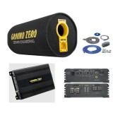Pachet Ground Zero GZ 1300PT Subwoofer tub 30cm (12, &sup3;) + GZIA 200.2 Amplificator auto 2 canale + RIK8 kit cabluri Recoil de 8mm &sup2;
