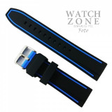 Curea pentru ceas Alfa - Silicon Albastru ?i Negru - 20mm, 22mm - 5S15 Albastru