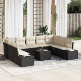 Cumpara ieftin Set de canapele pentru gradina 9 buc. 8-Locuri Negru si Crem