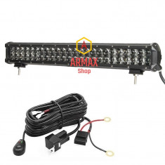 Set proiector auto led bar Armax 4D 60 cm 144w + kit cabluri , releu si buton foto