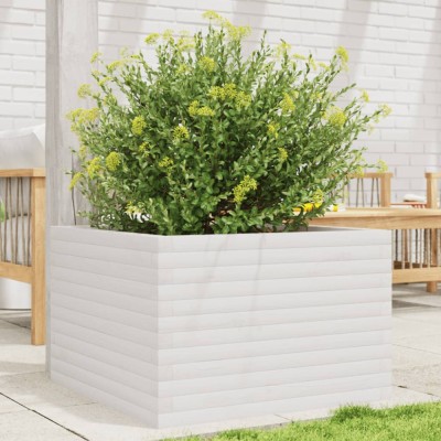 vidaXL Jardinieră de grădină, alb, 70x70x45,5 cm, lemn masiv de pin 847254 foto