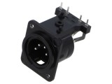Conector XLR NEUTRIK 4 pini tată 90&deg; THT negru 6A pentru PCB și panou