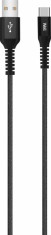 Cablu de date si incarcare USB TYPE C - USB 2.0 1m 5A Well negru PVC+Nylon WELL foto
