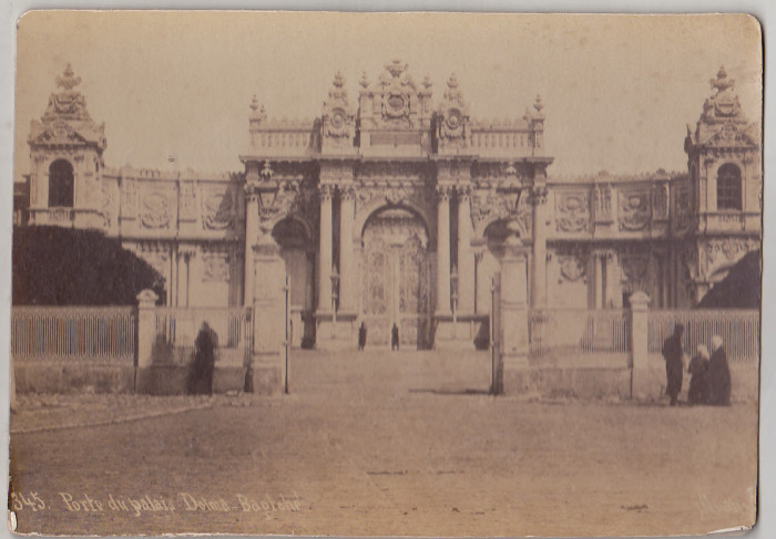 bnk foto Palatul Dolmabah&ccedil;e - Istambul - fotografie sepia pe carton, cca 1900