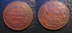 India Britanica _ 1/4 anna _ 1858 _ moneda din cupru foto
