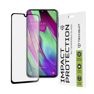 Techsuit - 111D Folie sticla full - Samsung Galaxy A40 - Negru foto