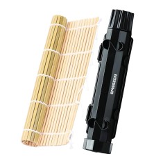 Set complet Sushi Rolls 2, EMESZON&reg; Aparat manual de rulat Sushi cu rola bambus pentru pasionatii de bucataria Asiatica, negru