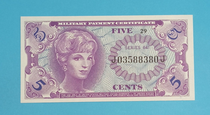 SUA 5 Cents 1965 &#039;Fortele Armate Americane&#039; UNC serie: J03588380J