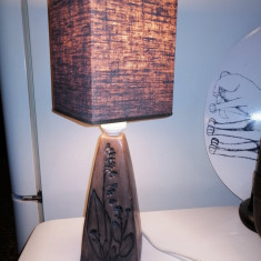 Lampa electrica veioza ceramica abajur textil vintage Dagny Zachrisson Suedia