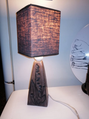 Lampa electrica veioza ceramica abajur textil vintage Dagny Zachrisson Suedia foto