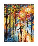 Cumpara ieftin Tablou indragostiti pictat manual dormitor, hol, living, Noi doi sub o umbrela, 50x40cm ulei panza in cutit efect 3D