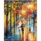 Tablou indragostiti pictat manual dormitor, hol, living, Noi doi sub o umbrela, 50x40cm ulei panza in cutit efect 3D