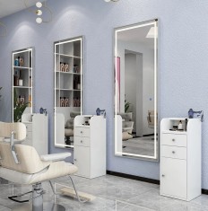 Consolă coafor frizerie oglindă coafor LED ramă din aluminiu 180x70 STD