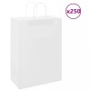 VidaXL Pungi de h&acirc;rtie 250 buc cu m&acirc;nere albe 32x17x44 cm