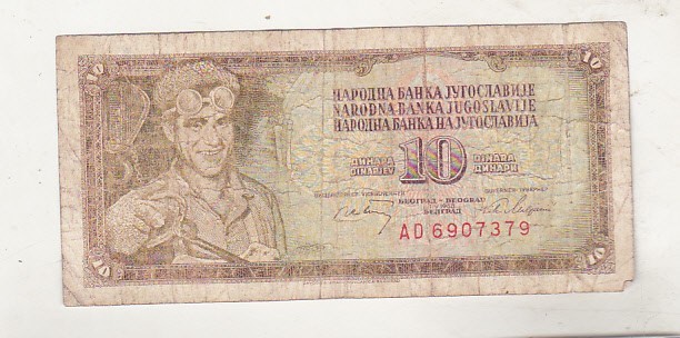 bnk bn Iugoslavia 10 dinari 1968 circulata P# 82c