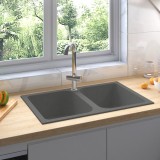 vidaXL Chiuveta de bucătărie gri 760x480x184 mm din granit