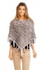 E918-18 Cardigan tip poncho accesorizat cu franjuri
