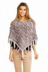 E918-18 Cardigan tip poncho accesorizat cu franjuri foto