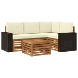vidaXL Set de canapele de exterior 5 pcs Natural și Crem 3384331