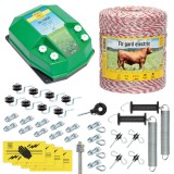 Pachet Complet Gard Electric 1000m Fir, Aparat 4.5 Joule 12V, Izolatori, Manere Poarta, Pentru Animale