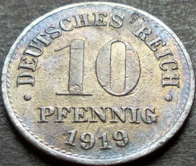 Moneda istorica 10 PFENNIG - IMPERIUL GERMAN, anul 1919 *cod 579 foto