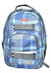 Rucsac Herlitz Skater cu doua compartimente, compartiment pentru laptop si tableta, motiv Blue Checkers foto