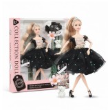 Papusa Emily cu rochita eleganta cu paiete si figurina ursulet