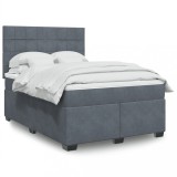 VidaXL Pat box spring cu saltea, gri &icirc;nchis, 140x200 cm, catifea 3293231
