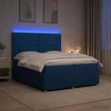 Cumpara ieftin Pat cu arcuri LED si saltea albastru 200 x 200 cm Tesatura