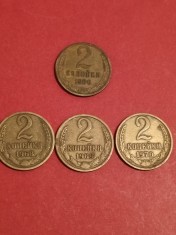 Lot 4 monede de 2 copeici Rusia: 2 copeici 1966 + 1968 + 1969 + 1970 [poze]. Discount conform descriere [10 - 20 %. Vezi descrierea.].