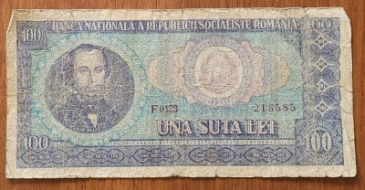 100 lei 1966, RSR / Rom&amp;acirc;nia, circulată foto