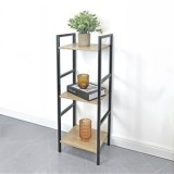 Etajera metalica cu 3 rafturi din MDF, 29.5x23.5x80cm, Maro si Negru, CMCLASS